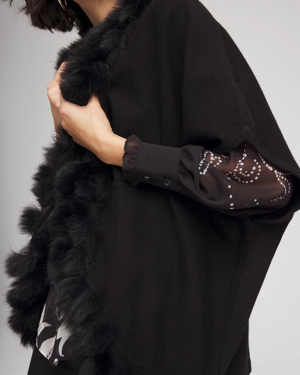 Chico's Faux Fur Cocoon BLACK