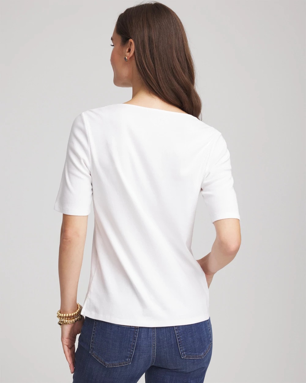 Chico's Pima Cotton Henley Tee ALABASTER