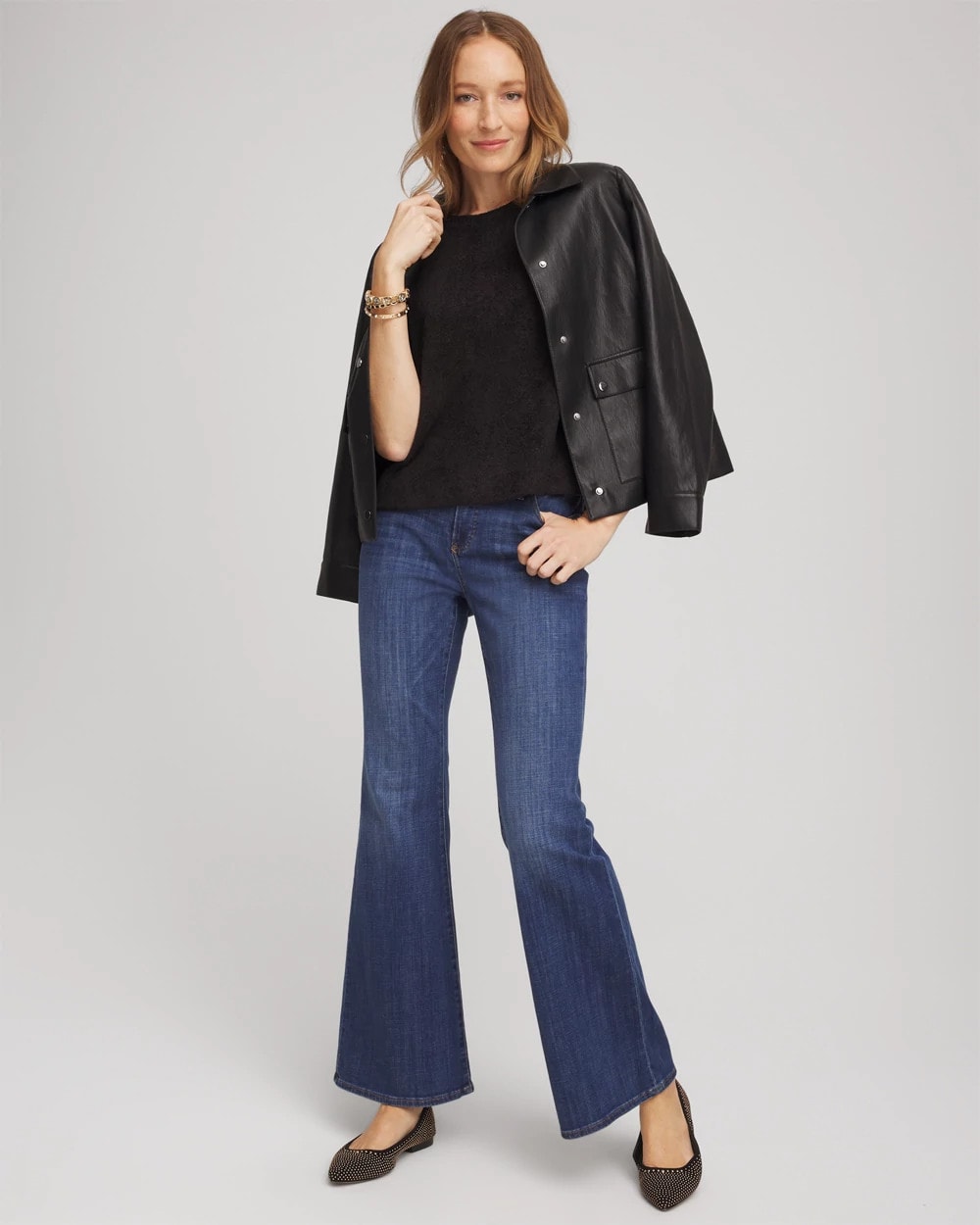 Chico's Cozy Crewneck Tee BLACK