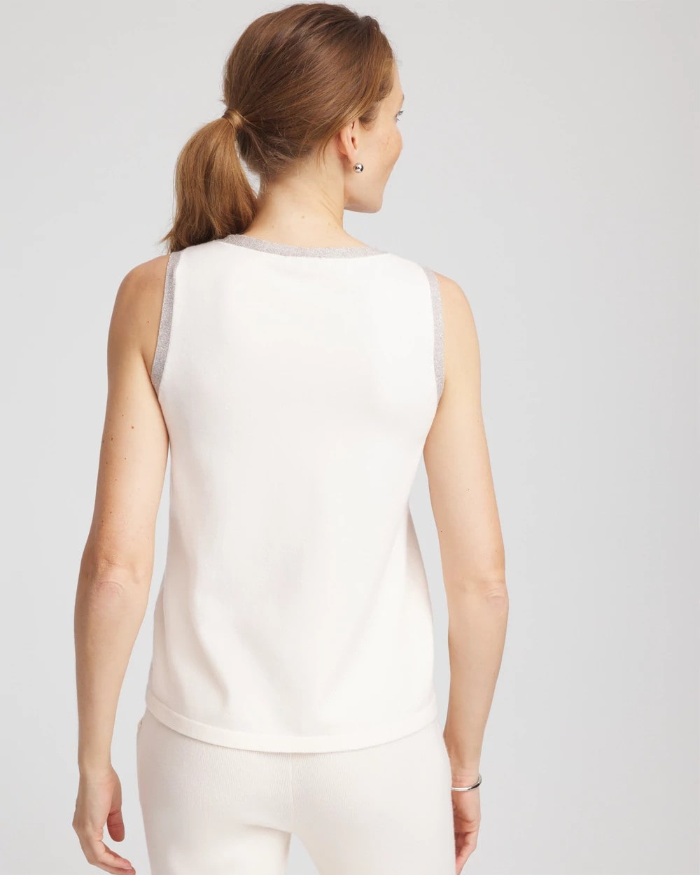 Chico's Zenergy® Luxe Metallic Trim Tank ENGLISH CREAM