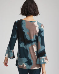 Chico's Travelers™ Crystal Flounce Sleeve Tunic TEAL SHADOW