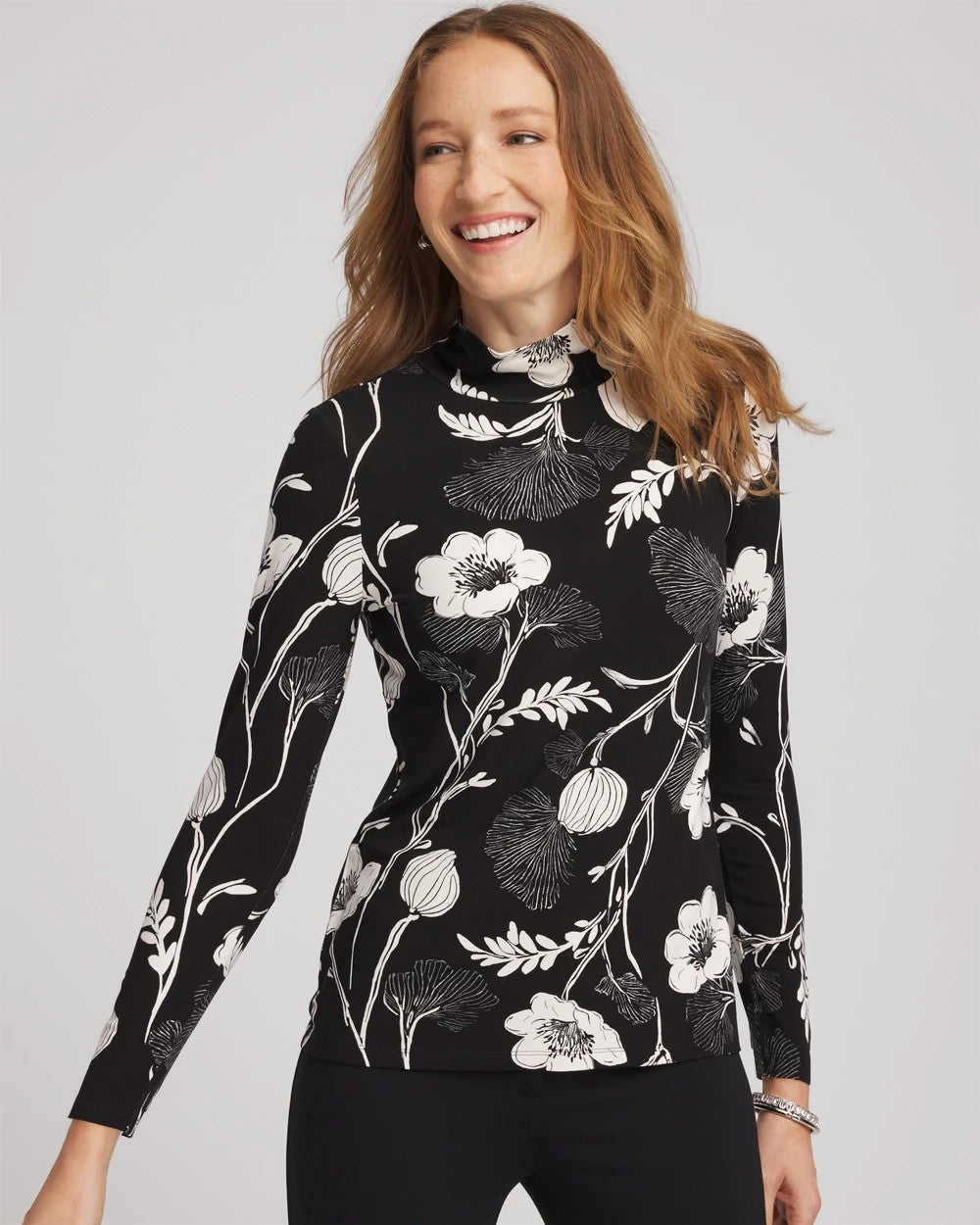 Chico's Touch of Cool™ Mockneck Layering Tee BLACK