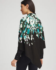 Chico's Convertible Knit Boatneck Poncho DARK AQUA