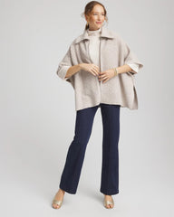 Chico's Zip-Front Collared Ruana NEUTRAL