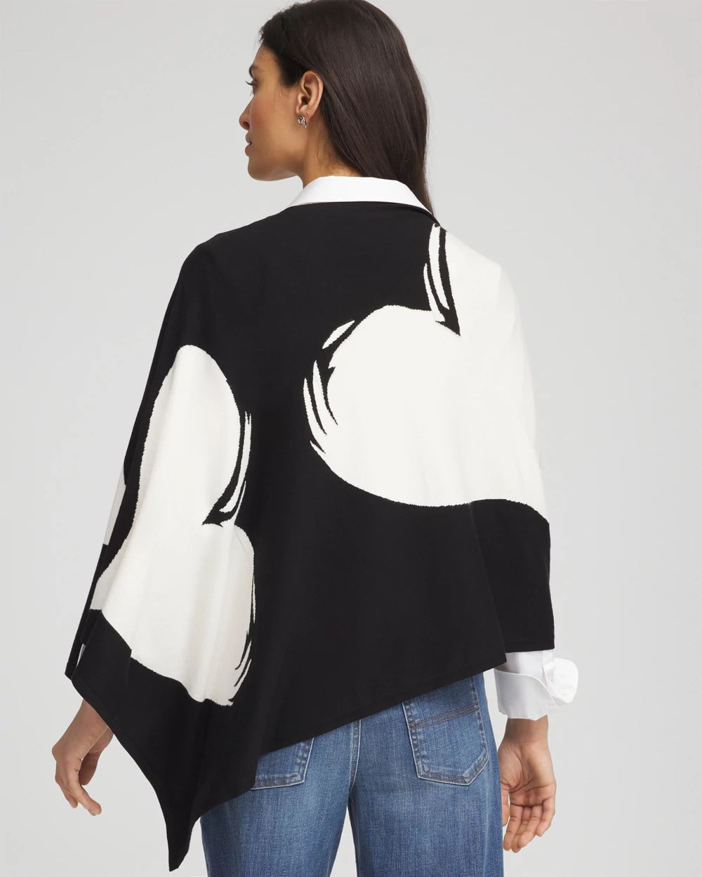 Chico's Love Brush Convertible Sweater Poncho BLACK
