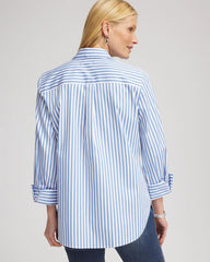 Chico's No Iron™ Stretch Striped Shirt TIDAL BLUE