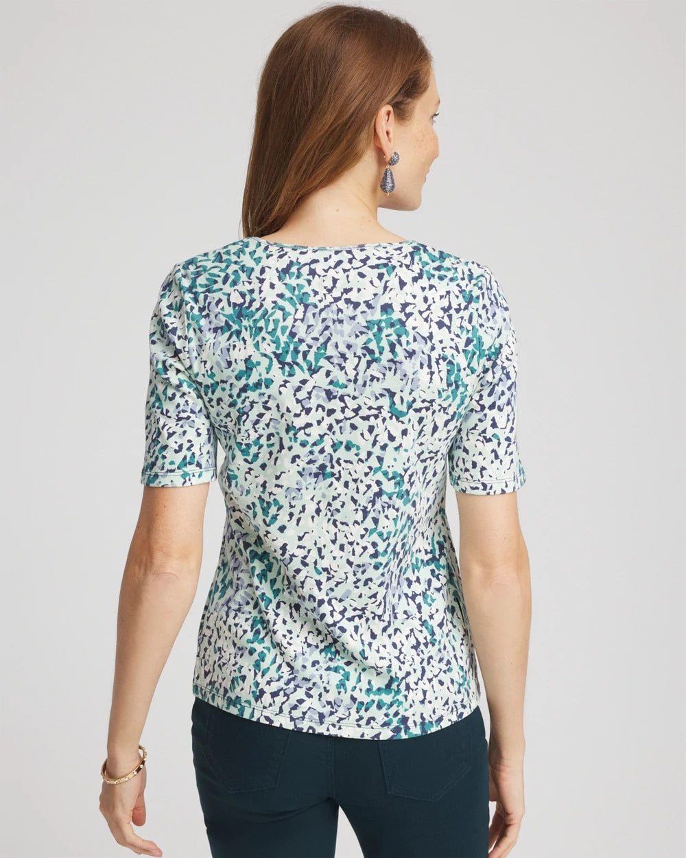 Chico's Pima Cotton Henley Tee INDIGO SKY