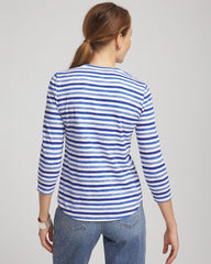 Chico's Slub 3/4 Sleeve Tee BLUE PEARL