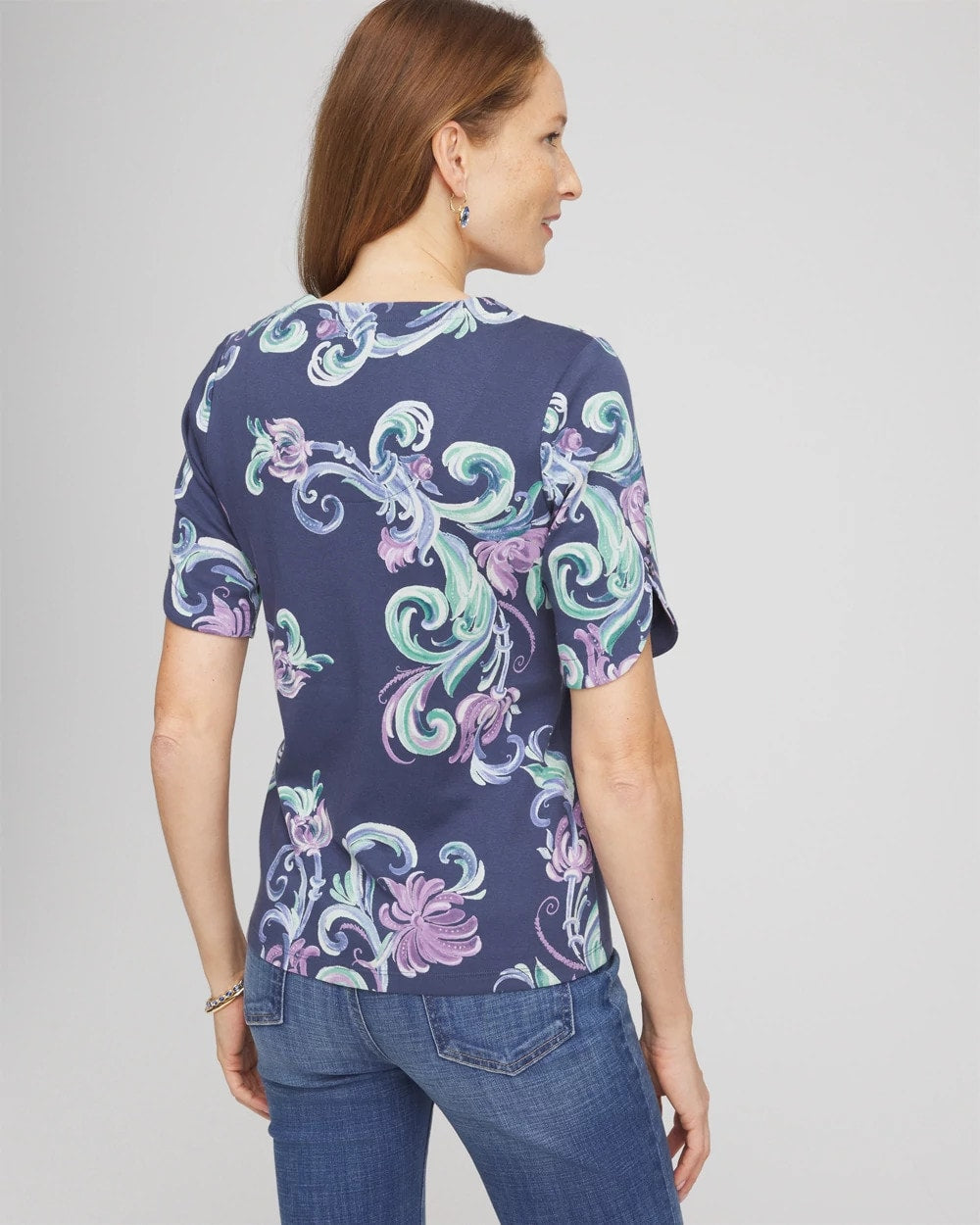 Chico's Tulip Sleeve Pima Tee TEAL SHADOW