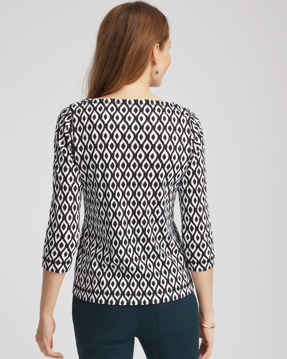Chico's Pima 3/4 Sleeve Tee BLACK