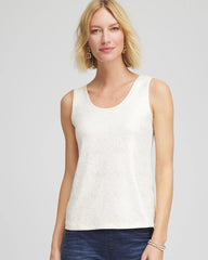 Chico's Foiled Microfiber Tank ENGLISH CREAM