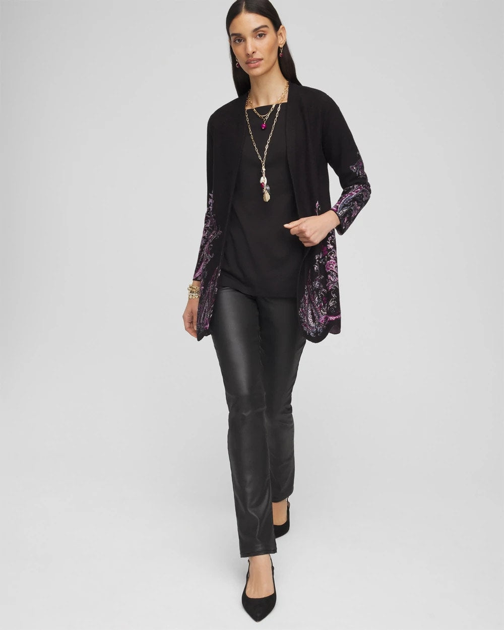Chico's Pima Cotton Square-Neck Tunic BLACK