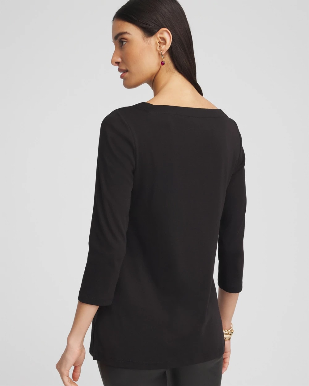Chico's Pima Cotton Square-Neck Tunic BLACK