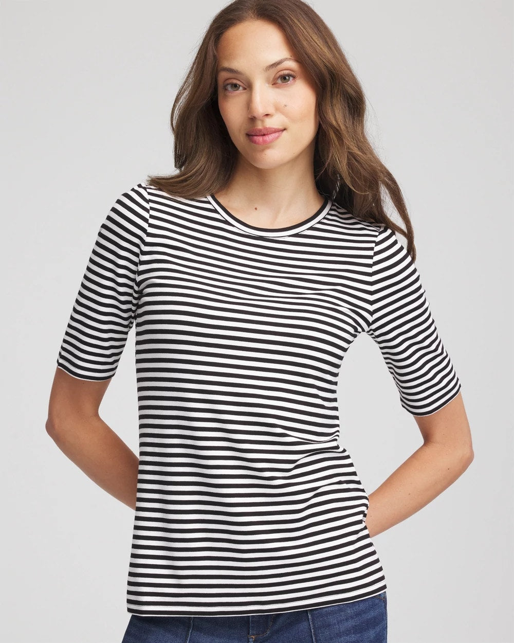Chico's Touch of Cool™ Elbow-Sleeve Tee BLACK