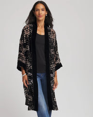 Chico's Art Deco Burnout Kimono BLACK