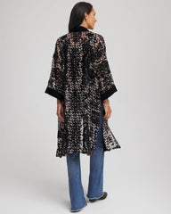 Chico's Art Deco Burnout Kimono BLACK