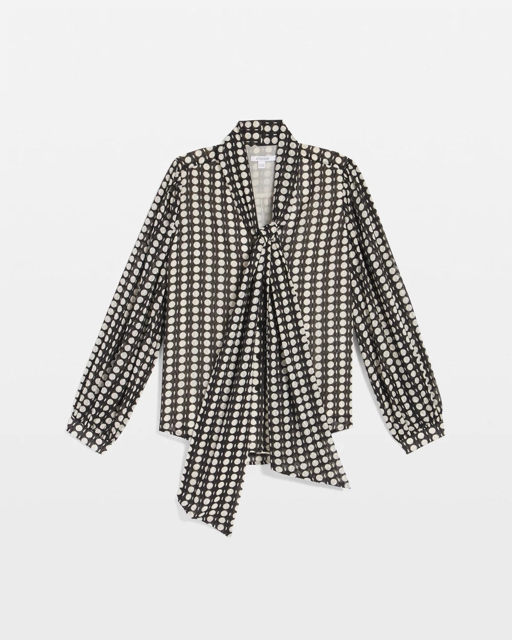 Chico's Clip-Dot Tie-Front Blouse BLACK