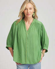 Chico's Braided Batwing Blouse SALTED LIME