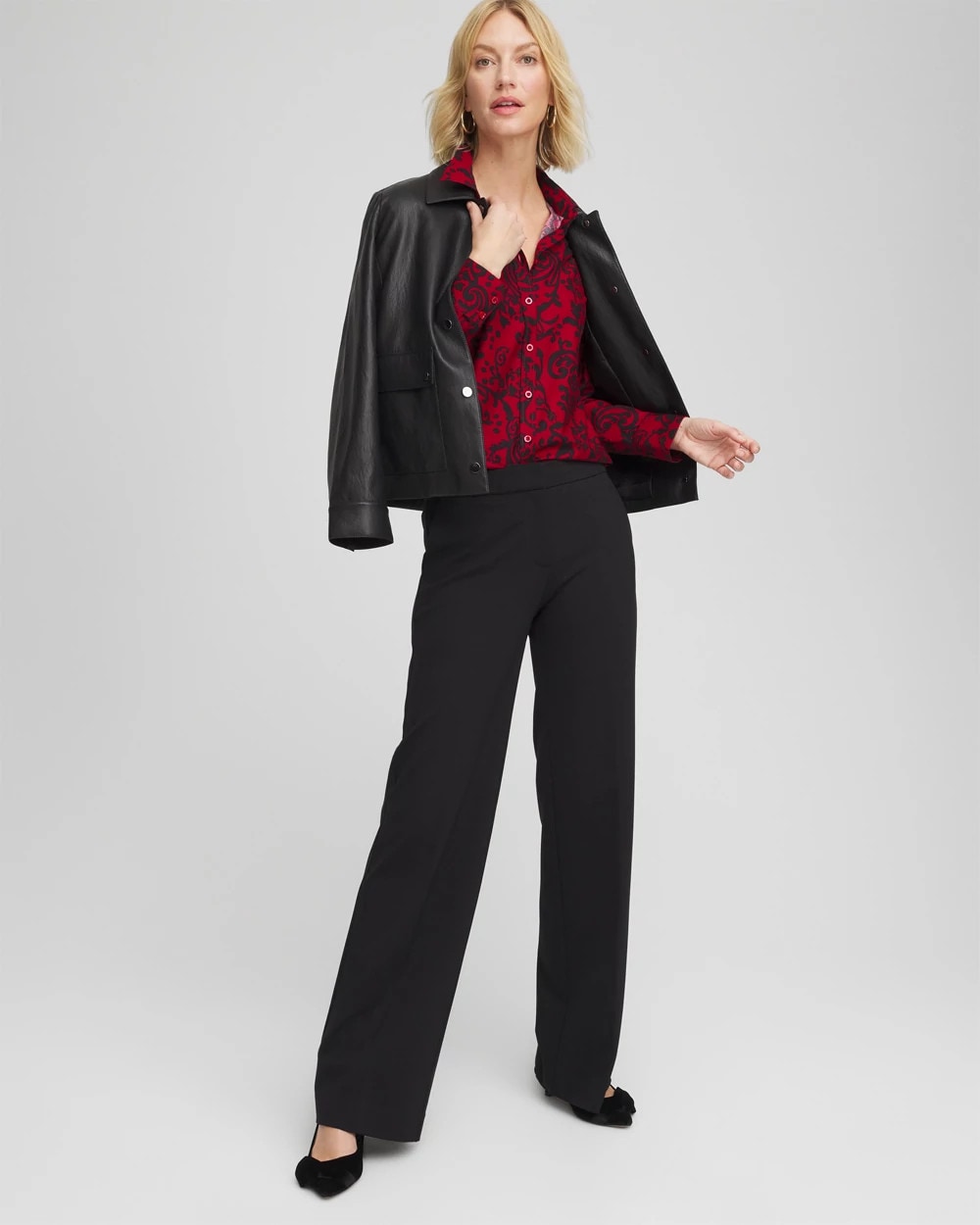 Chico's No Iron™ Vinstra Scrolls Shirt CARMINE RED