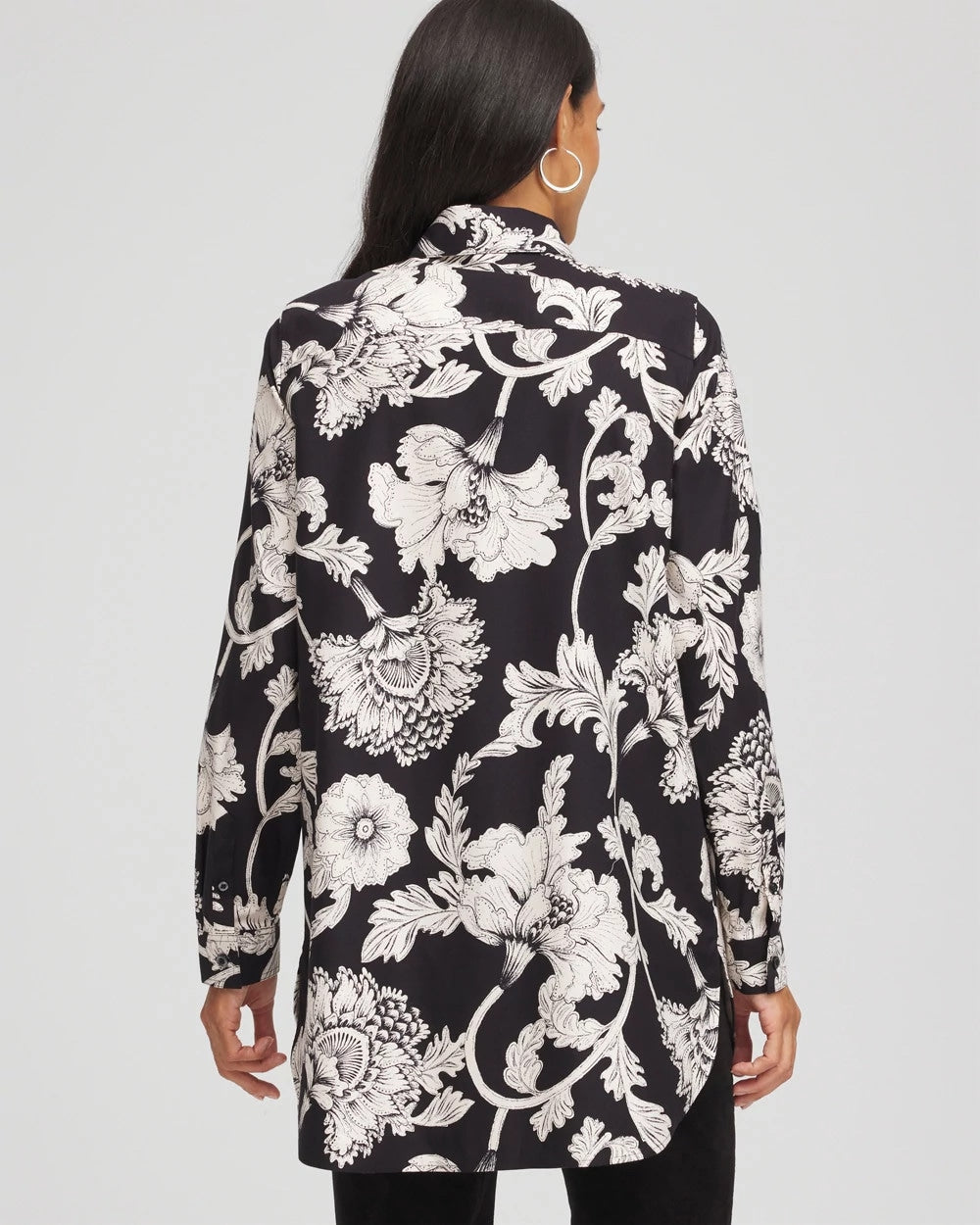 Chico's No Iron™ Bryne Bloom Stretch Tunic BLACK