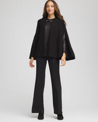 Chico's Faux Leather Trim Cape BLACK