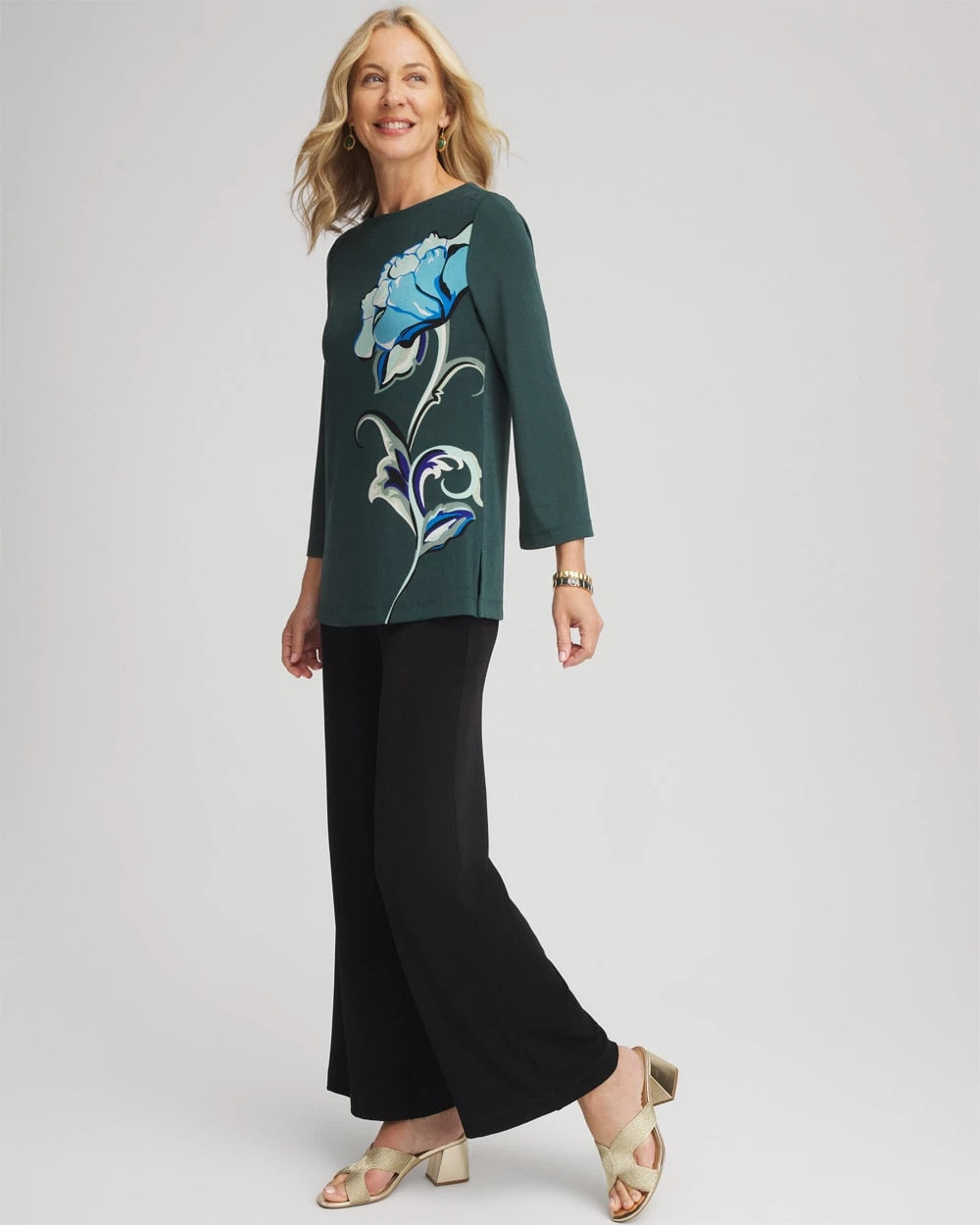 Chico's Travelers™ Artisanal Boatneck Tunic DARKEST SPRUCE