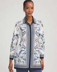 Chico's Travelers™ Collection Paisley Mesh Shirt Jacket CANYON BLUE