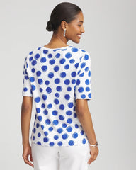 Chico's Polka-Dot Slub Short Sleeve Tee ALABASTER