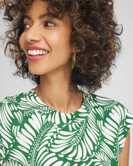 Chico's Palm-Frond-Print Cap-Sleeve Top PALM LEAF