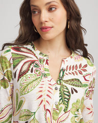 Chico's Tropical Cotton Slub Henley Shirt ECRU