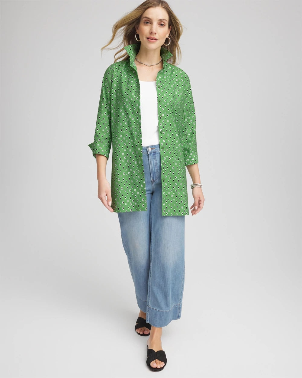 Chico's No Iron™ Geo-Print Tunic SALTED LIME