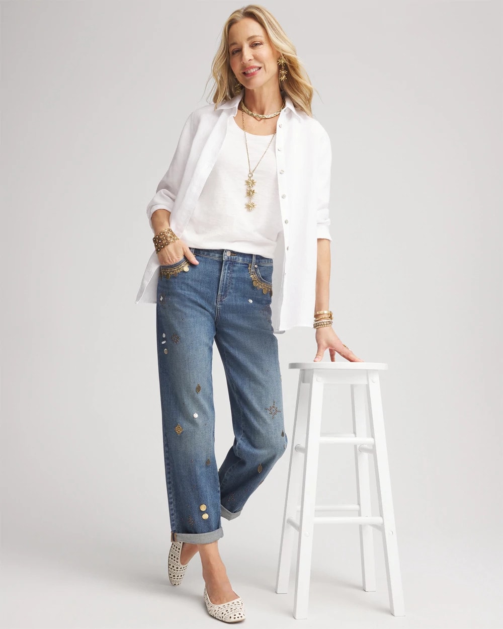 Chico's Slub Scoop Neck Tee ALABASTER