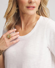 Chico's Slub Scoop Neck Tee ALABASTER