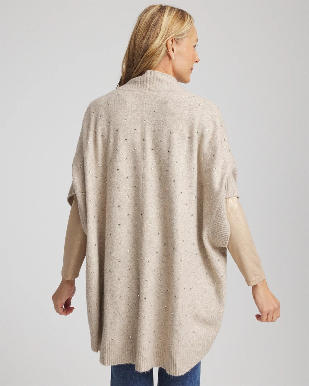 Chico's Embellished Cocoon Ruana NEUTRAL