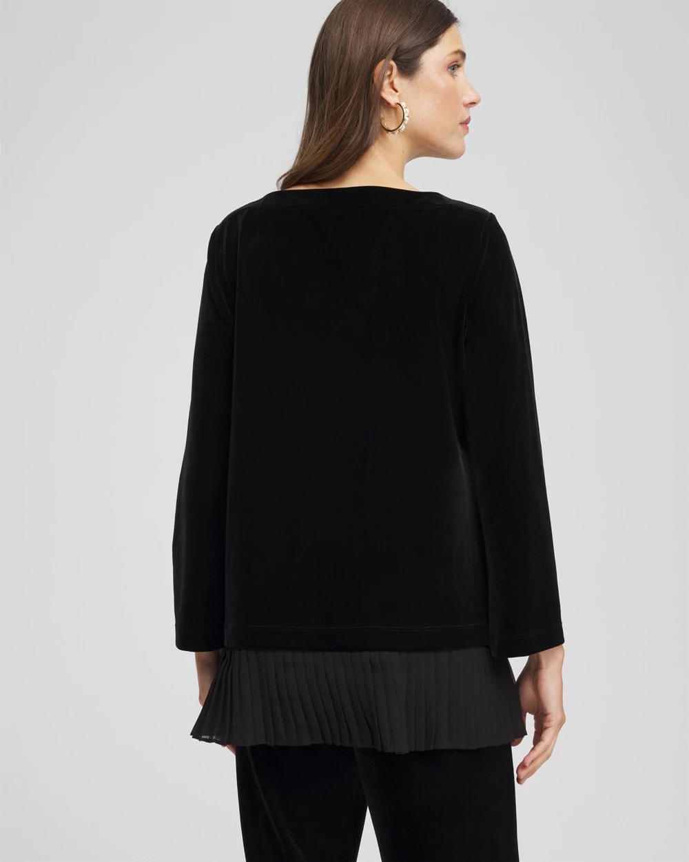 Chico's Travelers™ Chiffon Hem Velvet Tunic TRAVELERS BLACK