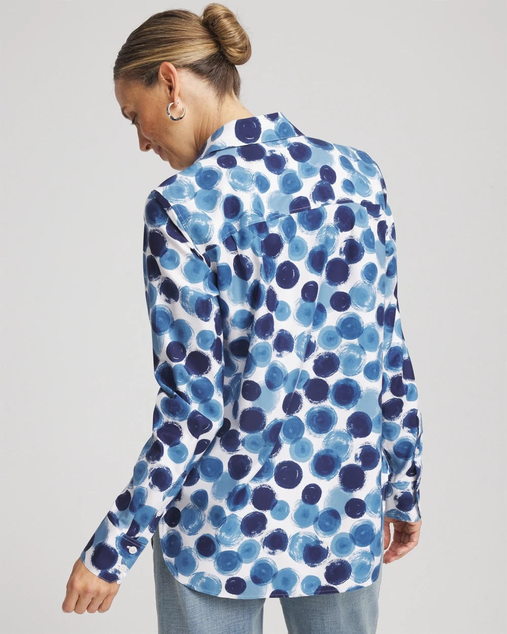 Chico's No Iron™ Printed Sateen Shirt PASSPORT BLUE