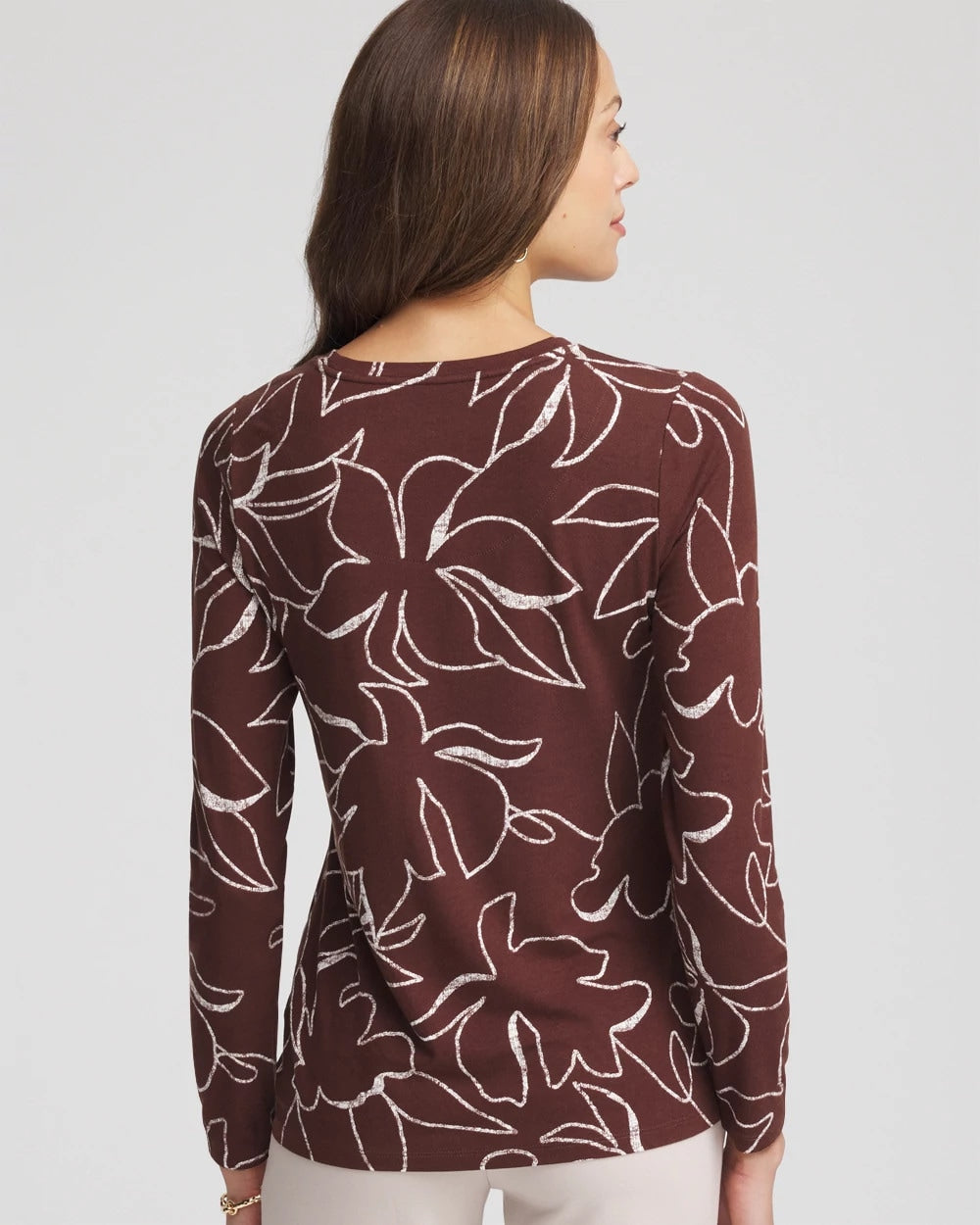 Chico's Floral Touch of Cool™ Layering Tee CACAO