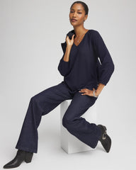 Chico's Textured Raglan V-Neck Top PASSPORT BLUE
