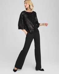 Chico's Sparkling Sequin Party Tee BLACK