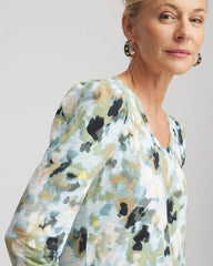 Chico's Printed Slub Puff-Sleeve Tee BLUE MENTHE