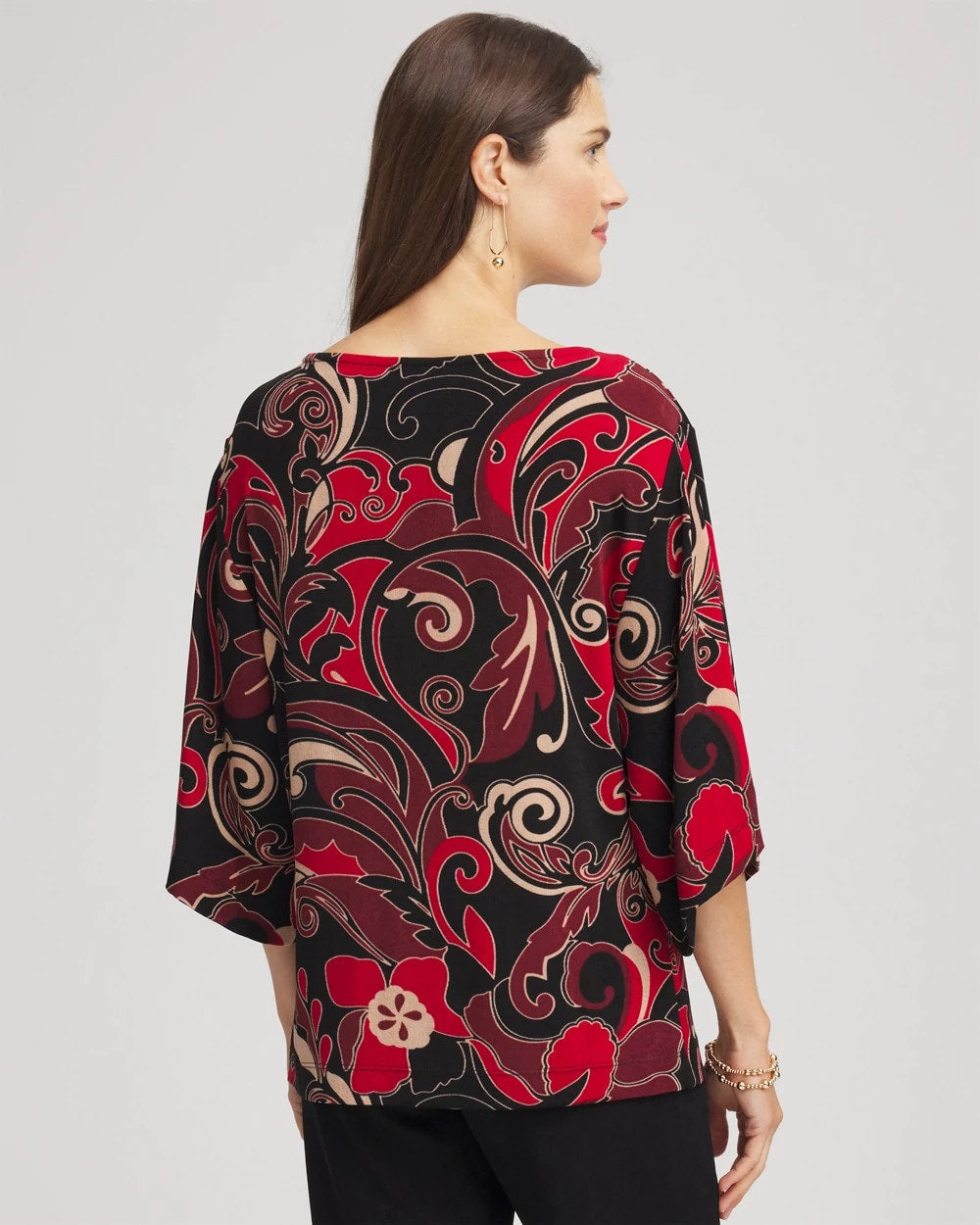 Chico's Travelers™ Kimono Sleeve Party Top RED ALLURE