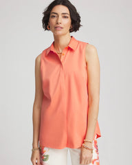 Chico's No Iron™ Sleeveless Sateen-Stretch Shirt SUNSET PEACH