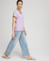 Chico's Cap Sleeve Textured Tee GENTLE LAVENDER