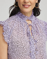 Chico's Cheetah Print Ruffle-Collar Blouse VIOLET AURA