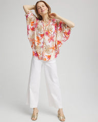 Chico's Floral Braided Batwing Blouse CRUSHED BERRIES