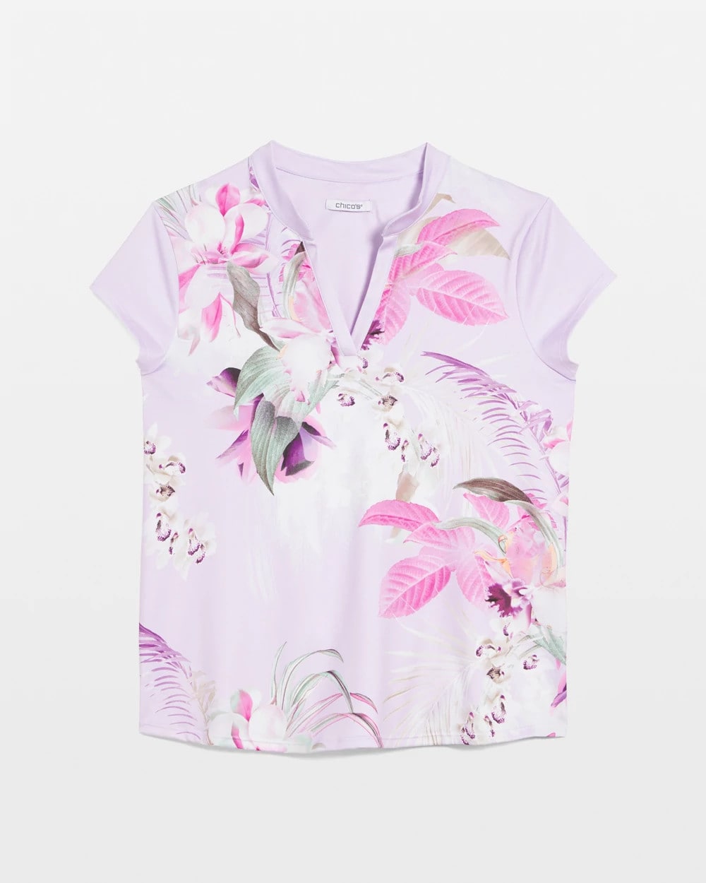 Chico's Zenergy® UPF Floral Polo VIOLET AURA