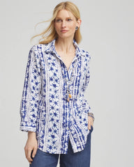 Chico's No Iron™ Star Print Linen Shirt RICH COBALT