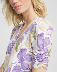 Chico's Floral Slub Henley Tee ALABASTER
