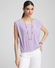 Chico's Pleated Bubble-Hem Tee GENTLE LAVENDER