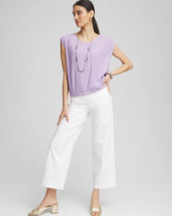 Chico's Pleated Bubble-Hem Tee GENTLE LAVENDER
